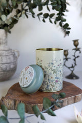 Flora Yellow Desenli Yuvarlak Metal Saklama Kabı, 10,5 x 15 cm, 1,1 lt