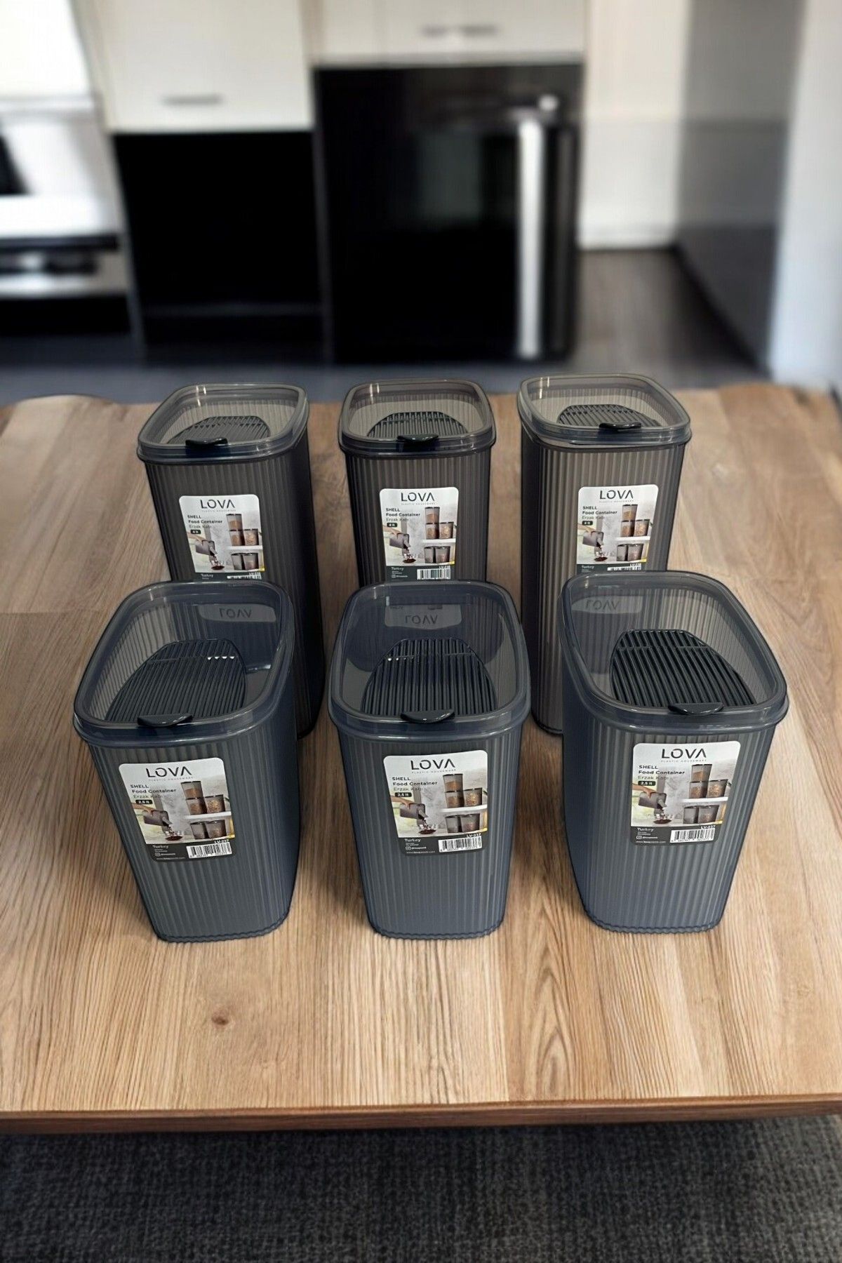 Shell Erzak Kabı 2500 ml x 3, Shell Erzak Kabı 4000 ml x 3, Antrasit 6'lı Set