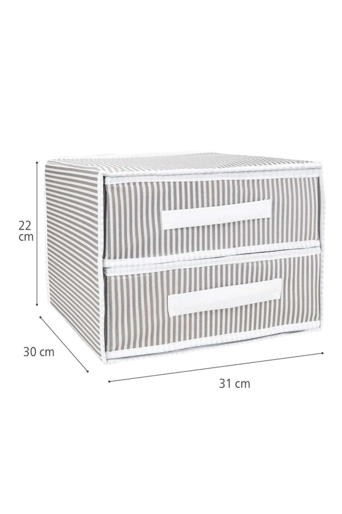 2 Bölmeli Kumaş Çekmece Organizer – 31 x 30 x 22 cm