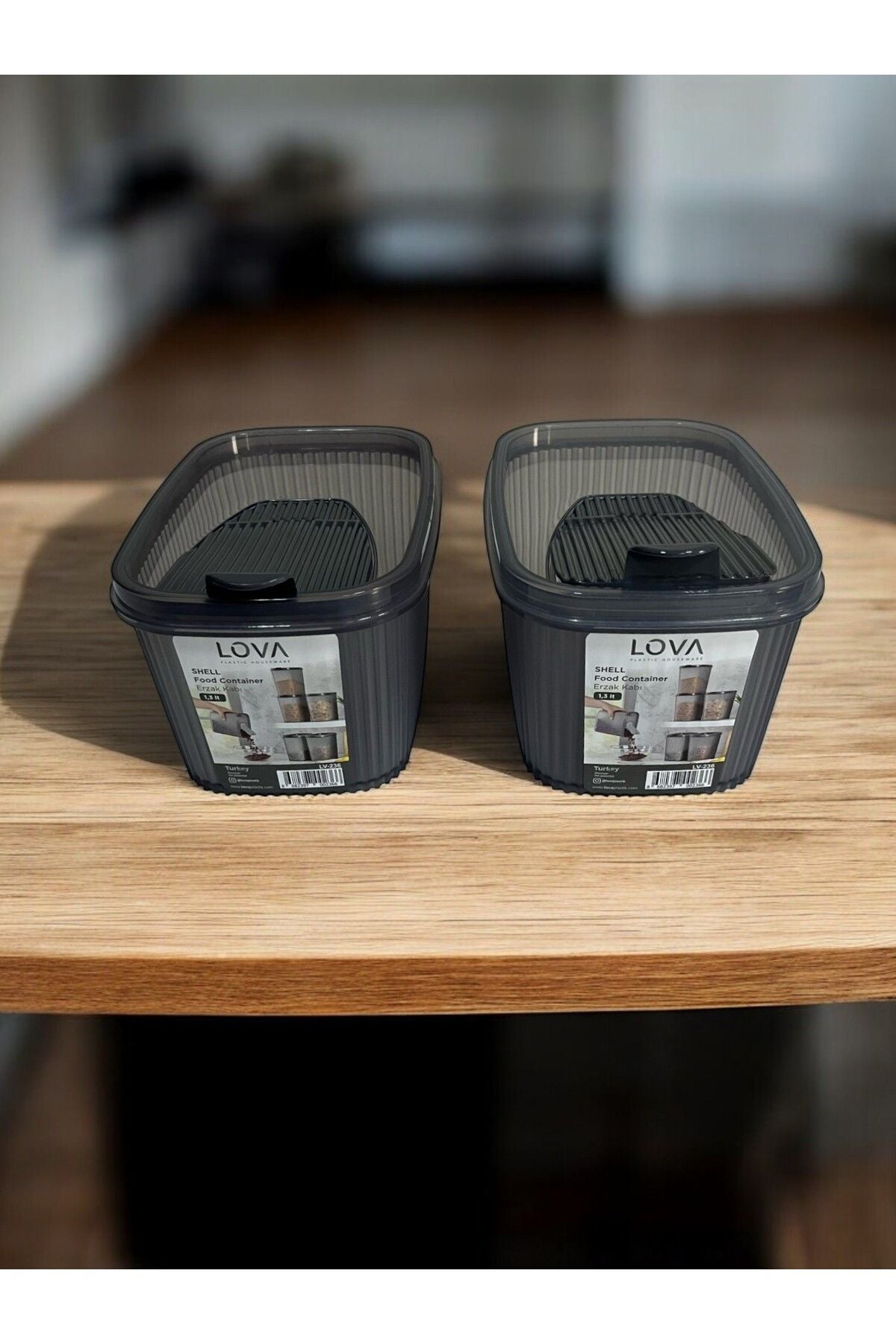 Erzak Saklama Kabı 1.3 lt, Antrasit, 2'li Set