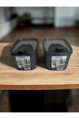 Erzak Saklama Kabı 1.3 lt, Antrasit, 2'li Set