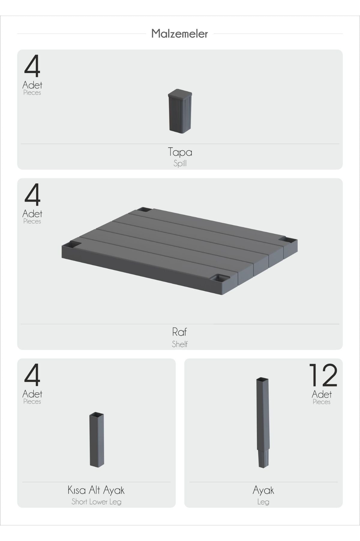 Omaş 4 Raflı Dikey Raf Düzenleyici Plastik Raf Ünitesi Beyaz, Kitaplık, Banyo, Mutfak Rafı, Beyaz
