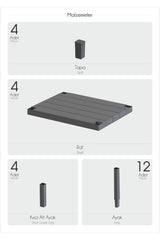 Omaş 4 Raflı Dikey Raf Düzenleyici Plastik Raf Ünitesi Beyaz, Kitaplık, Banyo, Mutfak Rafı, Beyaz