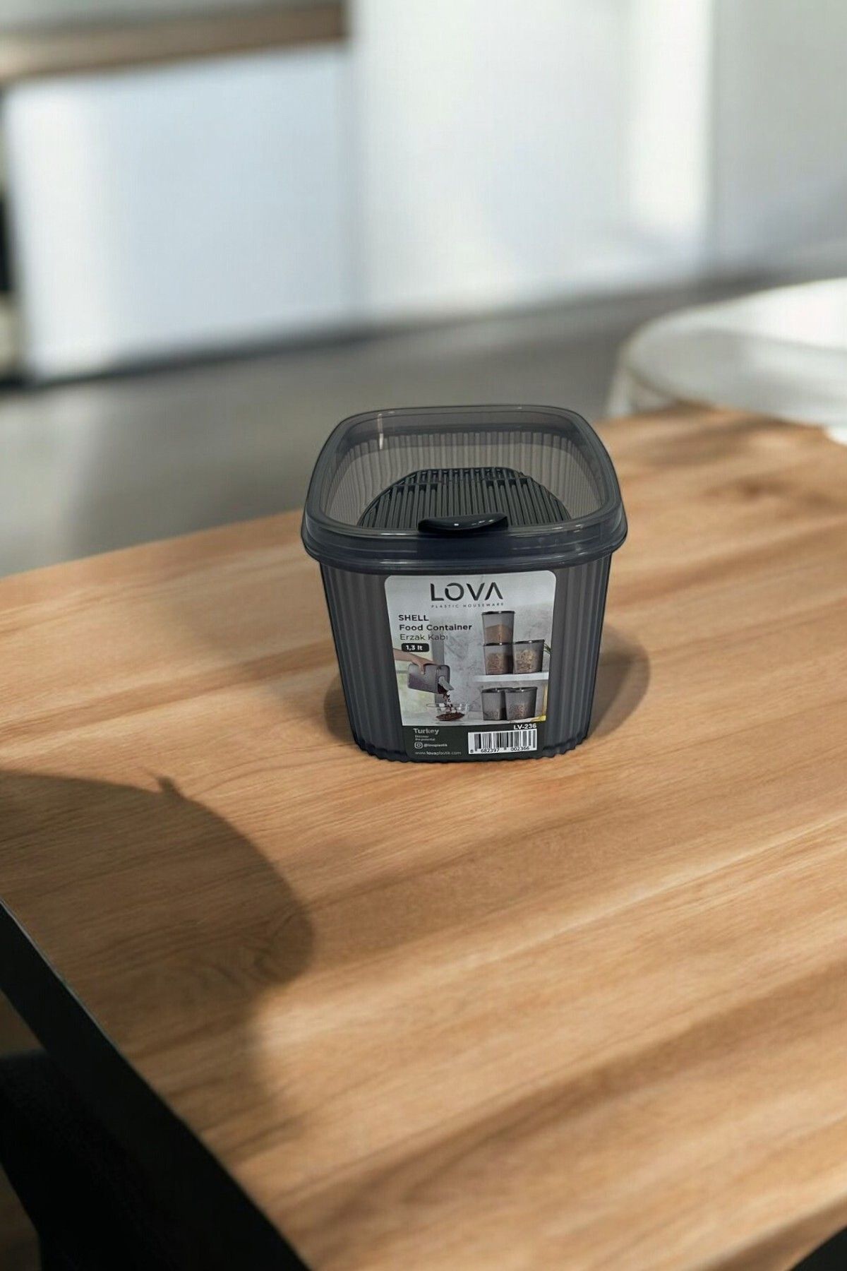 Erzak Kabı 1,3 lt - Antrasit, Kapaklı Saklama Kabı