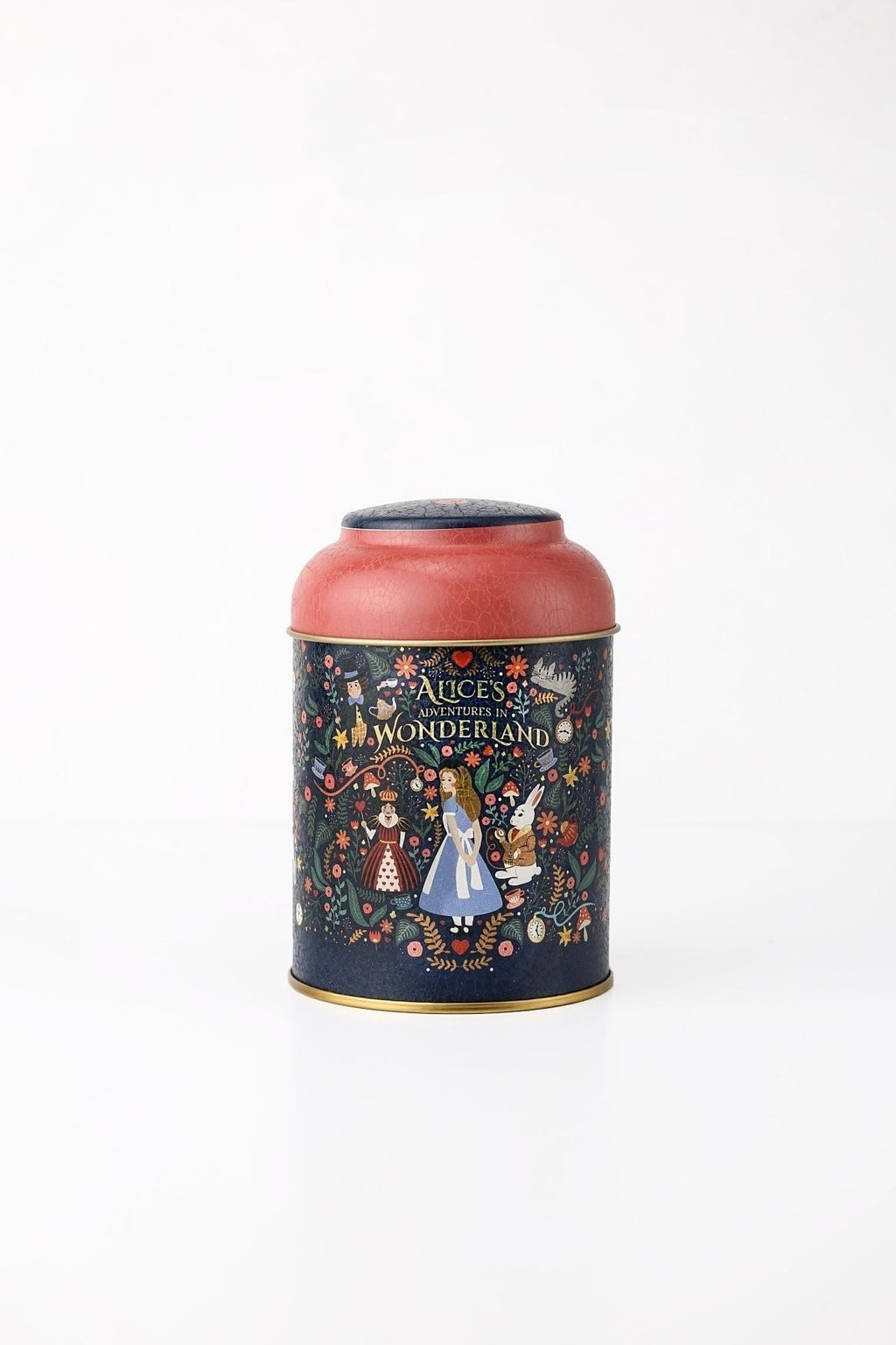 Fairytale Alices Desenli Yuvarlak Metal Saklama Kabı, 9 x 11 cm, 0,6 lt