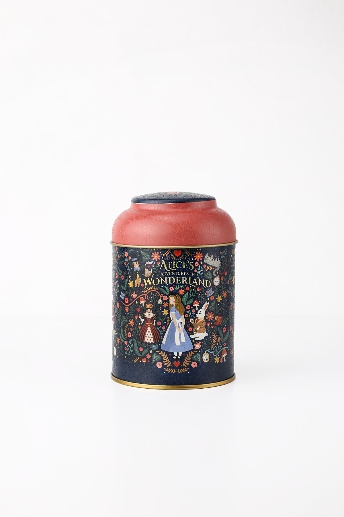 Fairytale Alices Desenli Yuvarlak Metal Saklama Kabı, 9 x 11 cm, 0,6 lt