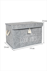 Keçe Kapaklı Mini Saklama Kutusu Gri, 35 x 24 x 24 cm, 20 Litre