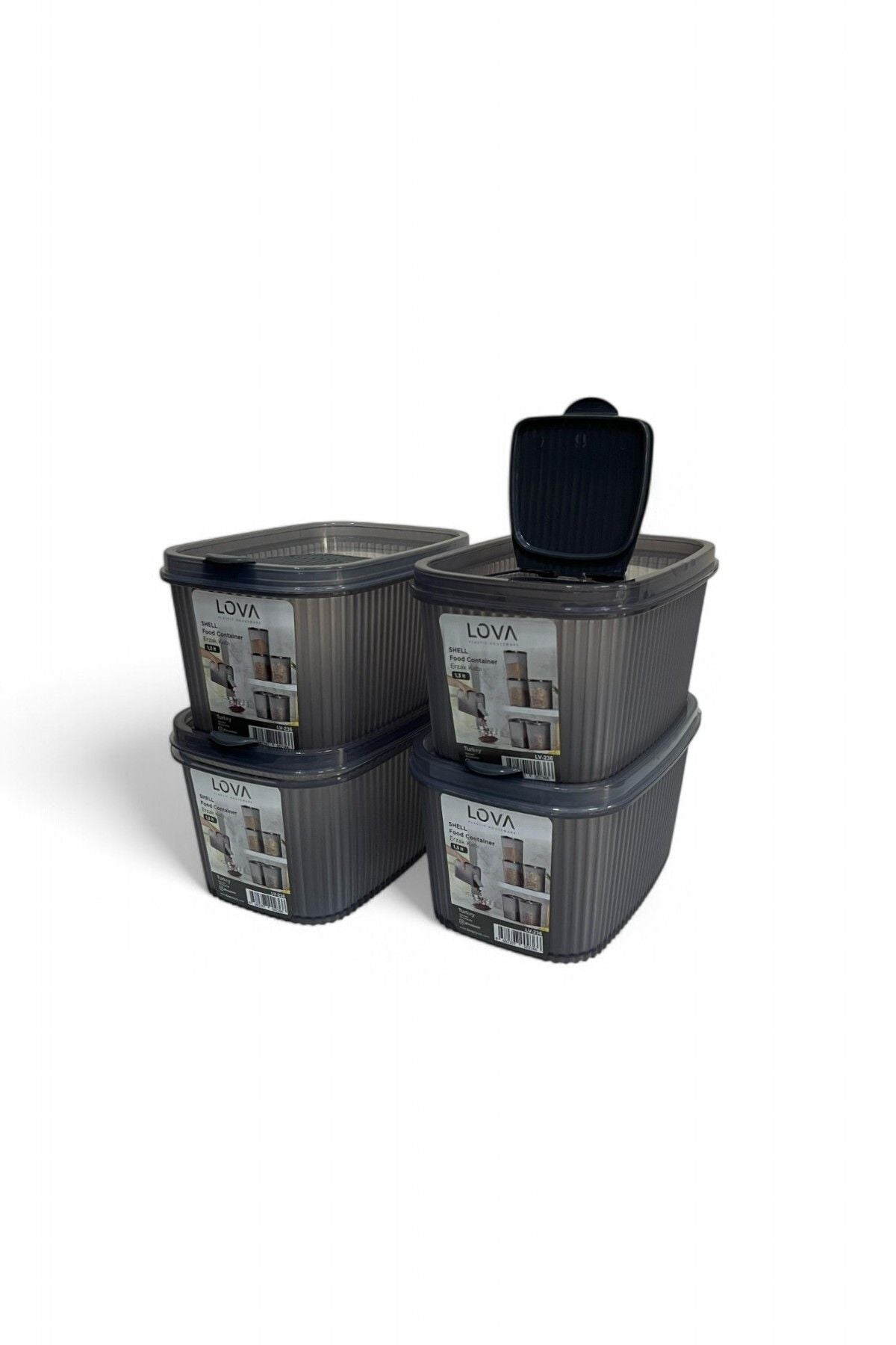 Shell Erzak Kabı 1300 ml, Antrasit, 4'lü Set