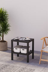 Omaş 2 Katlı Dikey Raf, Plastik Sehpa, Çiçeklik, Saksılık, Banyo Mutfak Rafı, Siyah