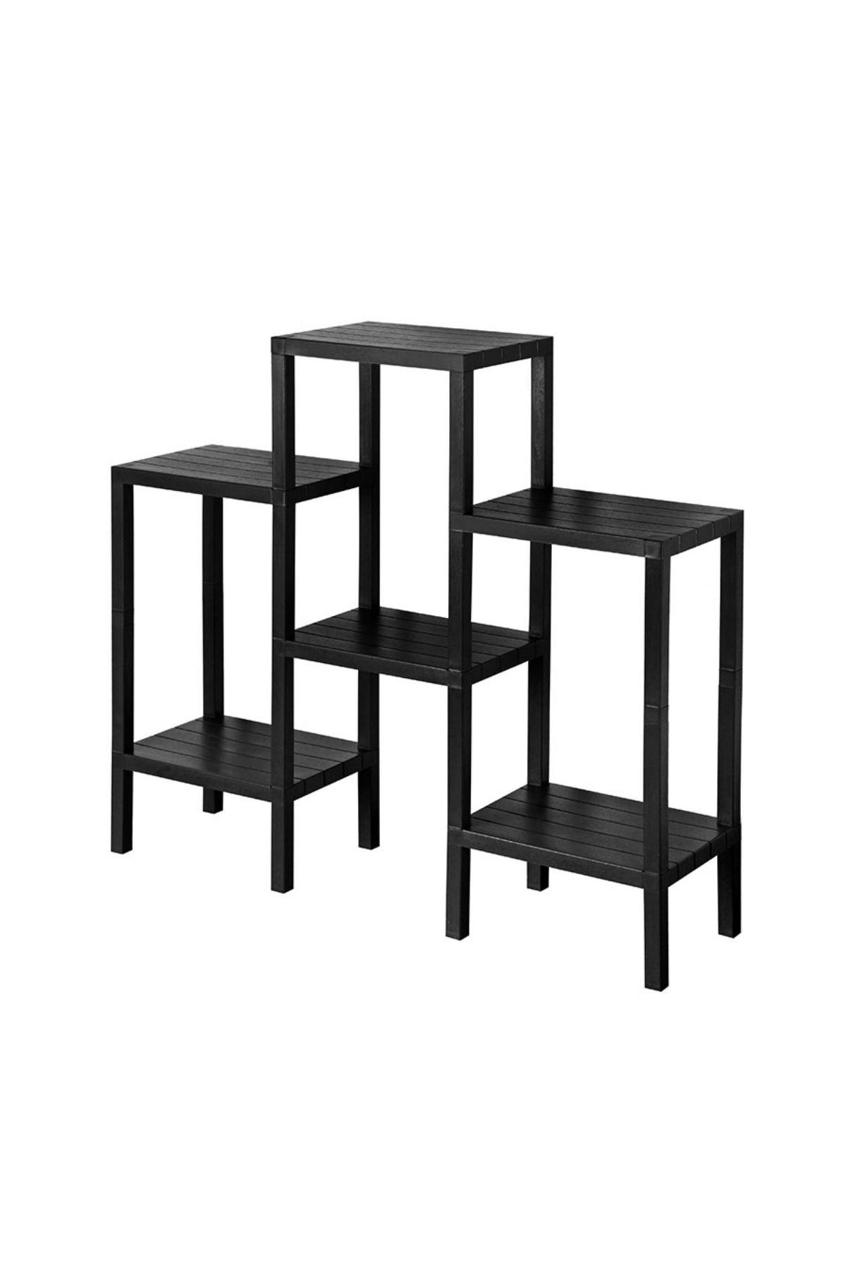 Omaş 6 Katlı Düzenleyici Plastik Raf Ünitesi Siyah, Kitaplık, Banyo, Mutfak Rafı, Siyah