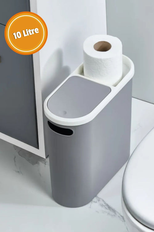 10 Litre Modern Tasarım Çöp Kovası – Banyo, Ofis, Mutfak İçin Hijyenik & Pratik Atık Kutusu, Gri
