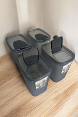 Erzak Saklama Kabı 2.5 lt, Antrasit, 4'lü Set