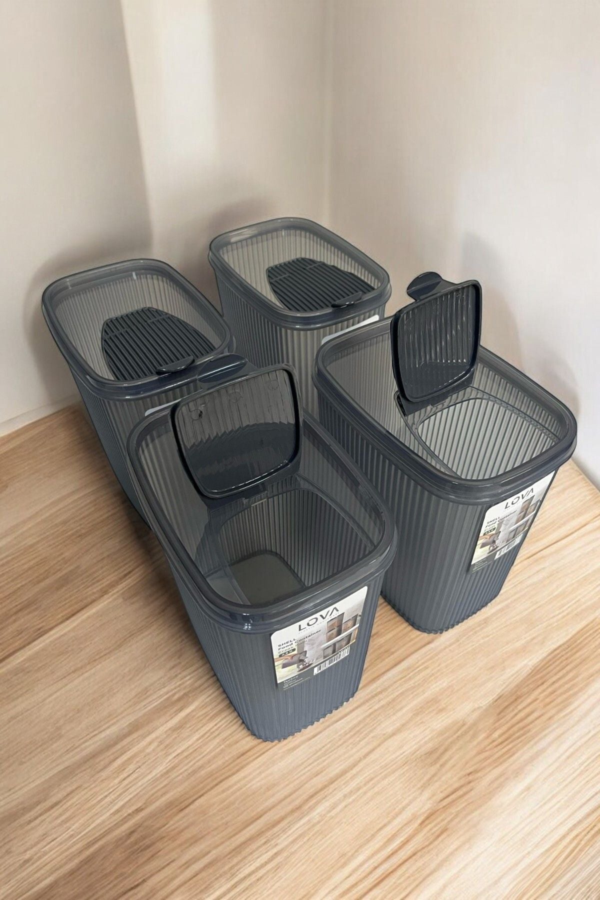 Erzak Saklama Kabı 2.5 lt, Antrasit, 4'lü Set