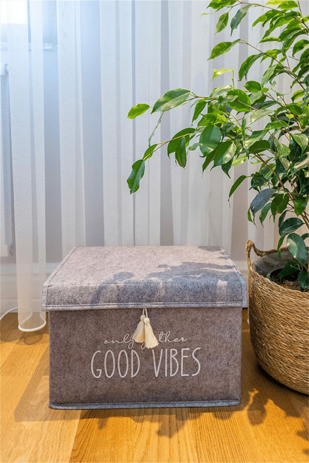 Keçe Kapaklı Mini Saklama Kutusu Gri, 35 x 24 x 24 cm, 20 Litre