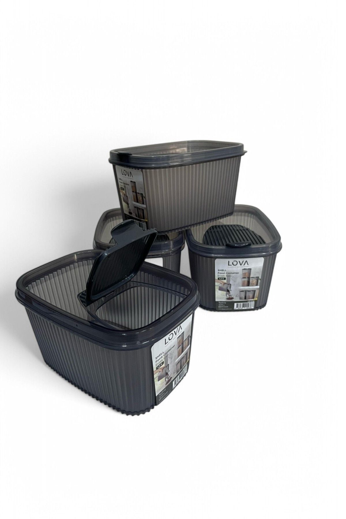 Shell Erzak Kabı 1300 ml, Antrasit, 4'lü Set