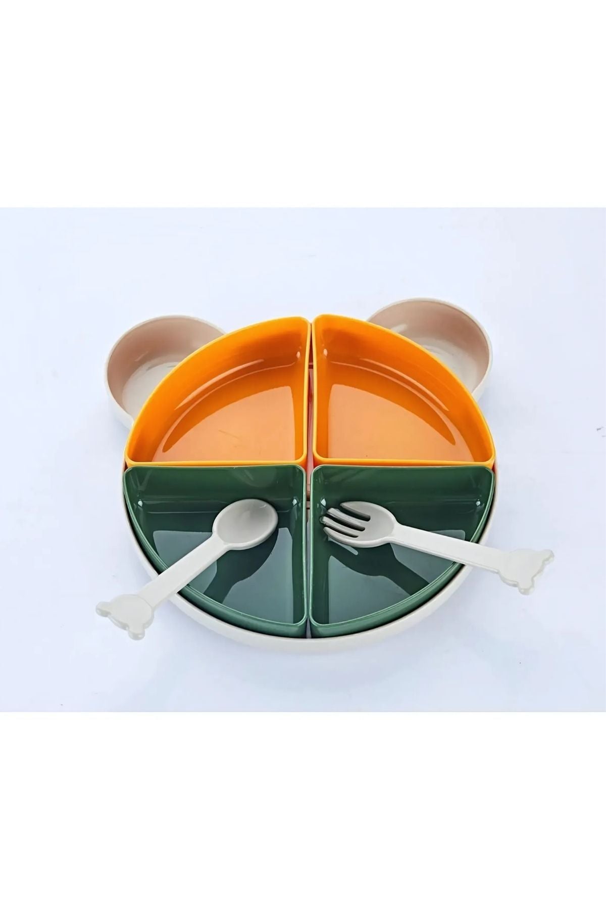Yogi Mama Tabağı 4 Bölmeli ve Kaşıklı Mama Tabağı Seti