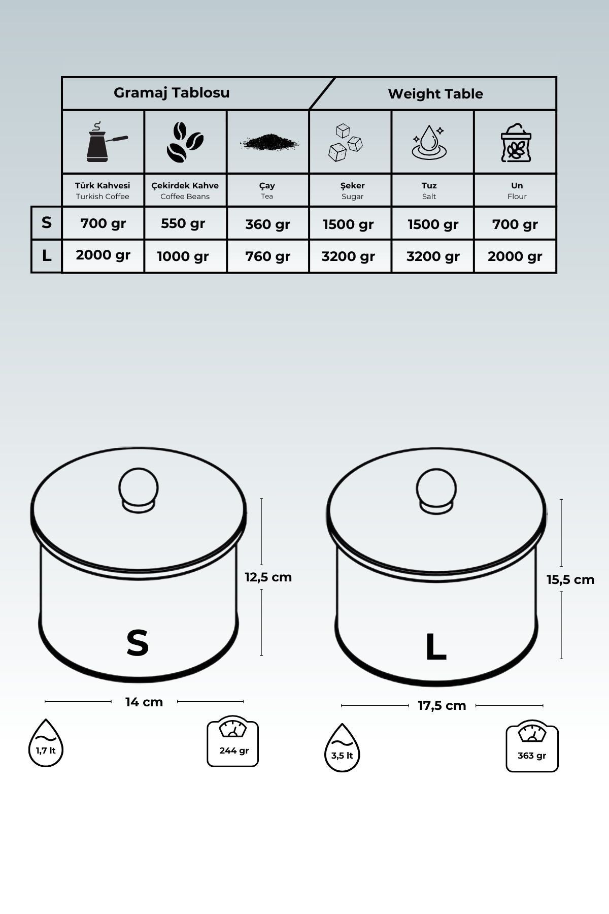 Lisbon Desenli Metal Saklama Kabı Seti - 2'li Set (1,7 LT - 3,5 LT)