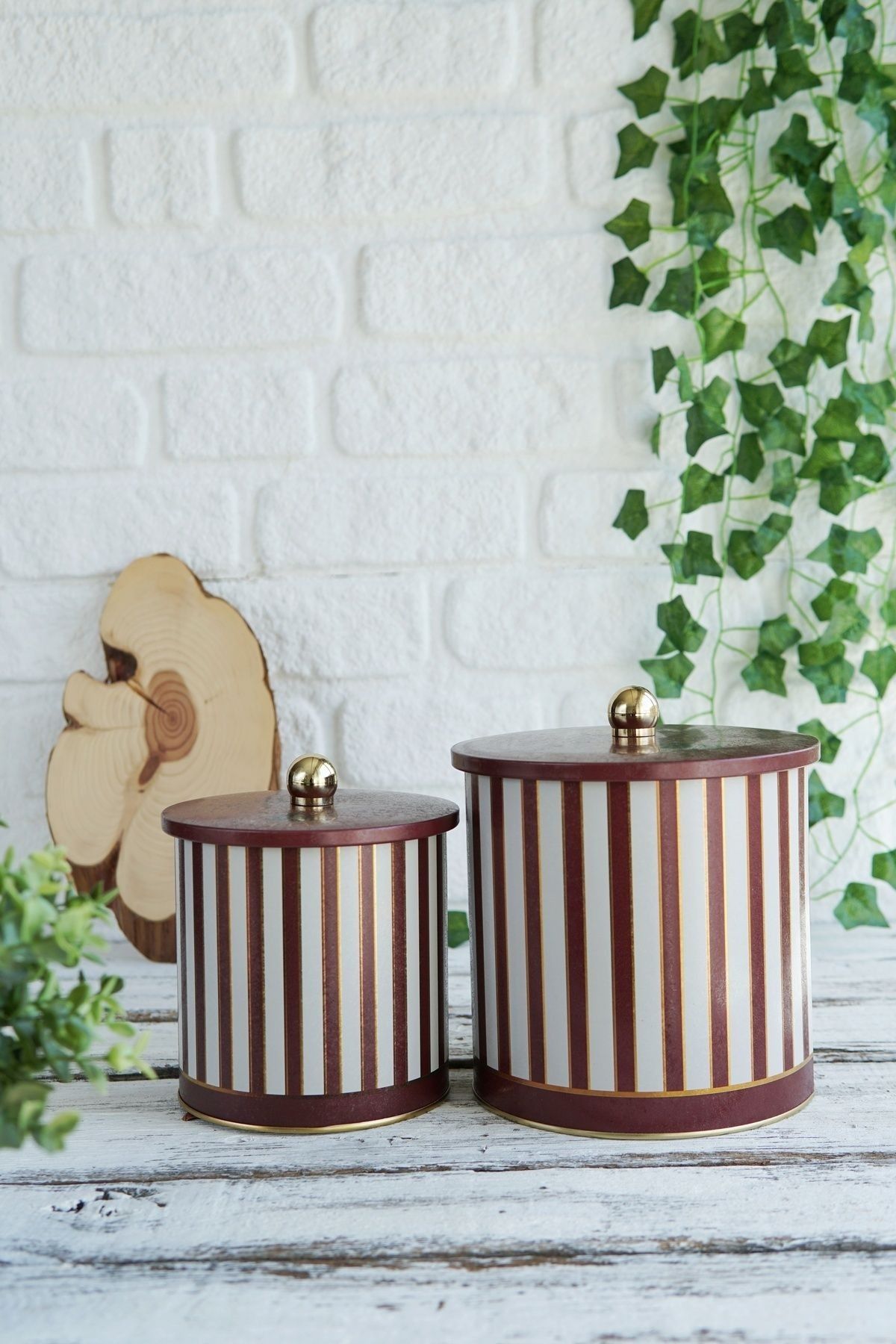 Festival Desenli Metal Saklama Kabı 2'li Set 2.1 Litre 4.1 Litre