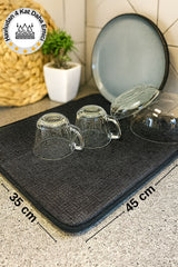 Süper Emici Bulaşık Kurutma Matı, Tezgah Üstü Bulaşıklık, Siyah