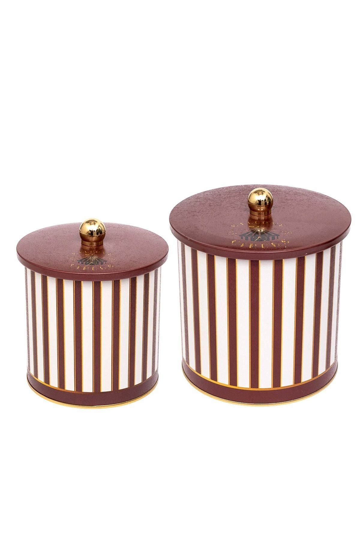 Festival Desenli Metal Saklama Kabı 2'li Set 2.1 Litre 4.1 Litre