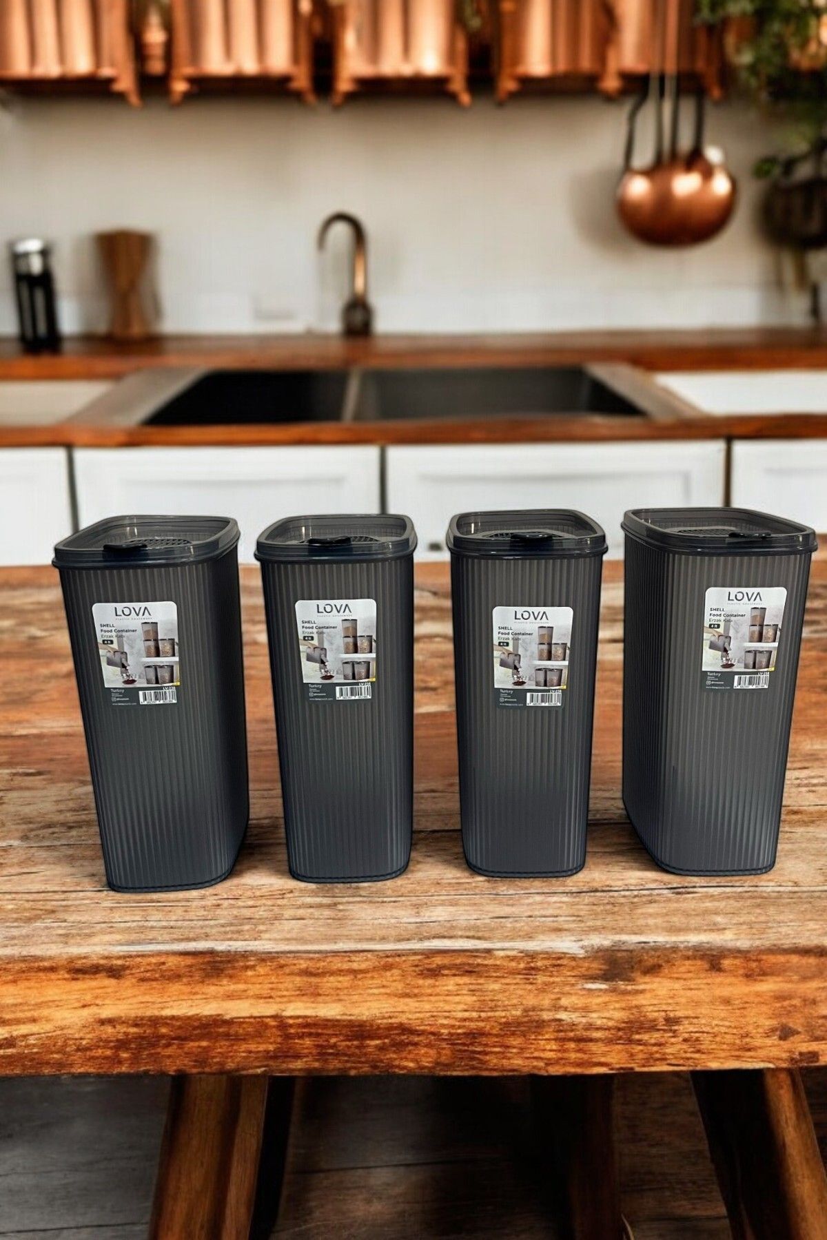 Shell Erzak Kabı 4000 ml, Antrasit, 4'lü Set