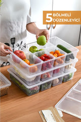 5 Bölmeli Buzdolabı Düzenleyici, Difriz Organizeri, Derin Dondurucu Düzenleyici