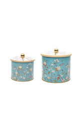 Flora Desenli Metal Saklama Kabı Seti - 2'li Set (1,7 LT - 3,5 LT)