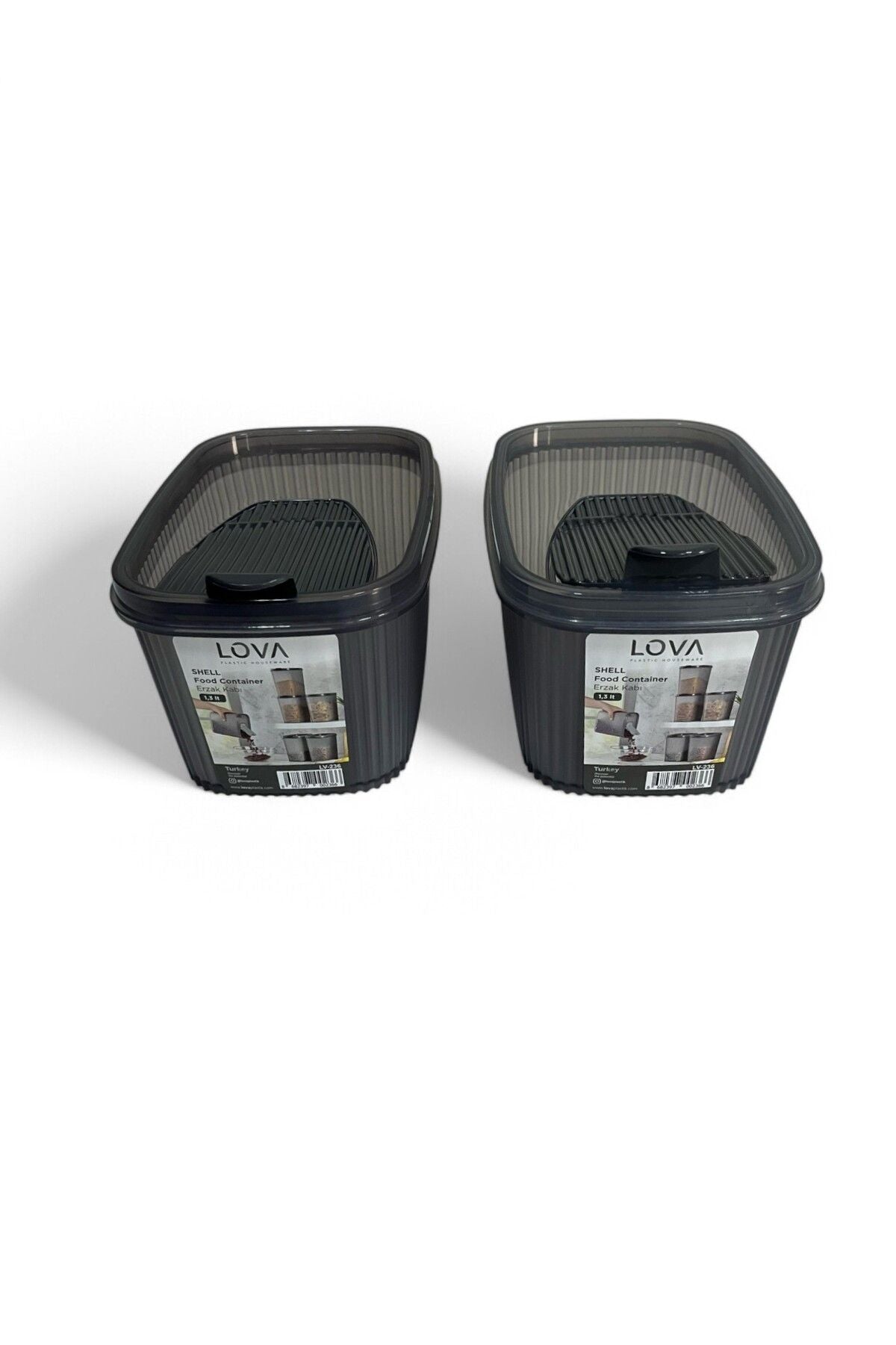 Erzak Saklama Kabı 1.3 lt, Antrasit, 2'li Set