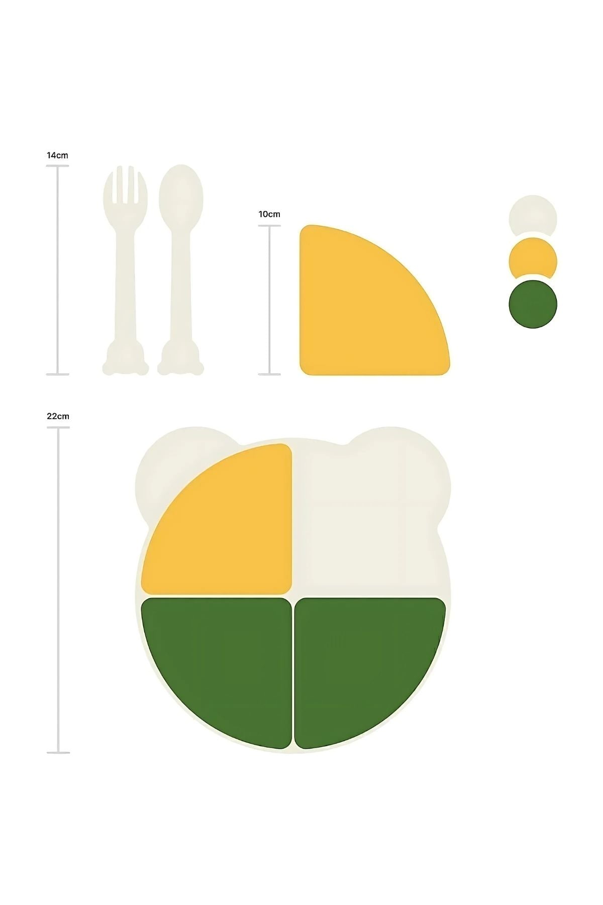 Yogi Mama Tabağı 4 Bölmeli ve Kaşıklı Mama Tabağı Seti