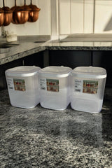 3'lü Kulplu Kapaklı Saklama Kabı Seti, Şeffaf, 2.5 lt