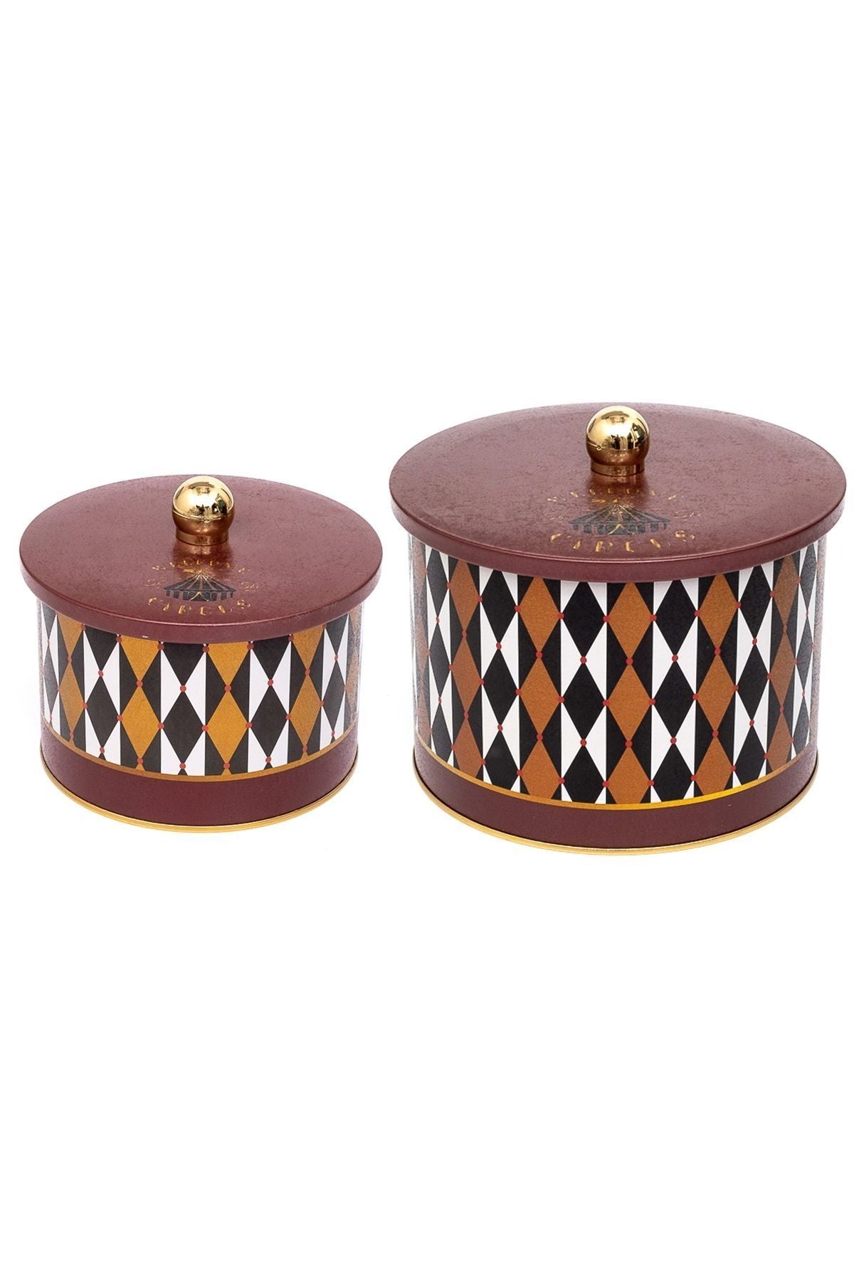 Festival Desenli Metal Saklama Kabı Seti - 2'li Set (1,3 LT - 2,9 LT)