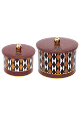 Festival Desenli Metal Saklama Kabı Seti - 2'li Set (1,3 LT - 2,9 LT)