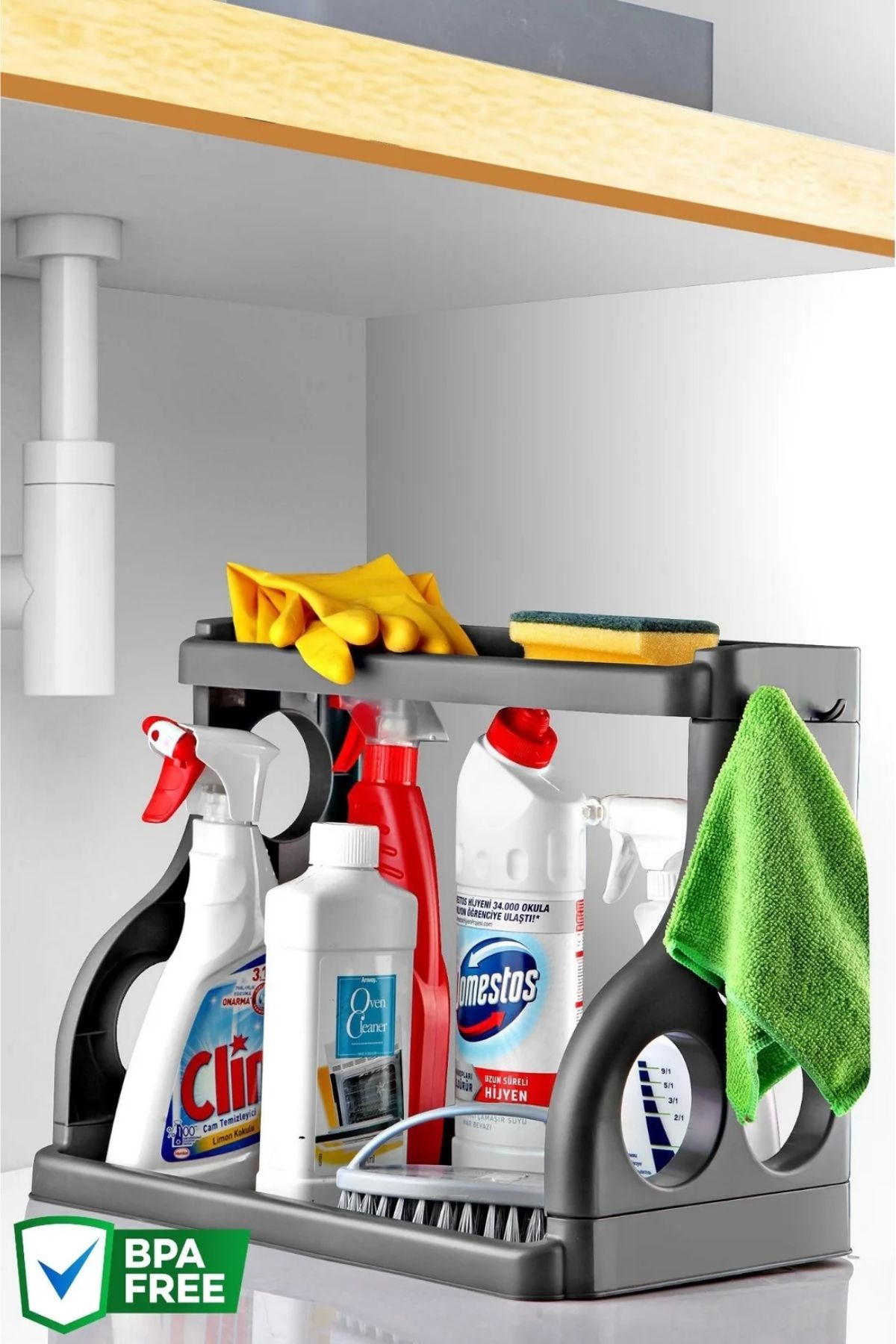 Omaş Tezgah Üstü Çok Amaçlı Elegance Organizer, Tezgah Düzenleyici, Antrasit