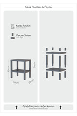 Omaş 2 Katlı Dikey Raf, Plastik Sehpa, Balkon Rafı, Saksılık, Banyo Mutfak Rafı, Beyaz