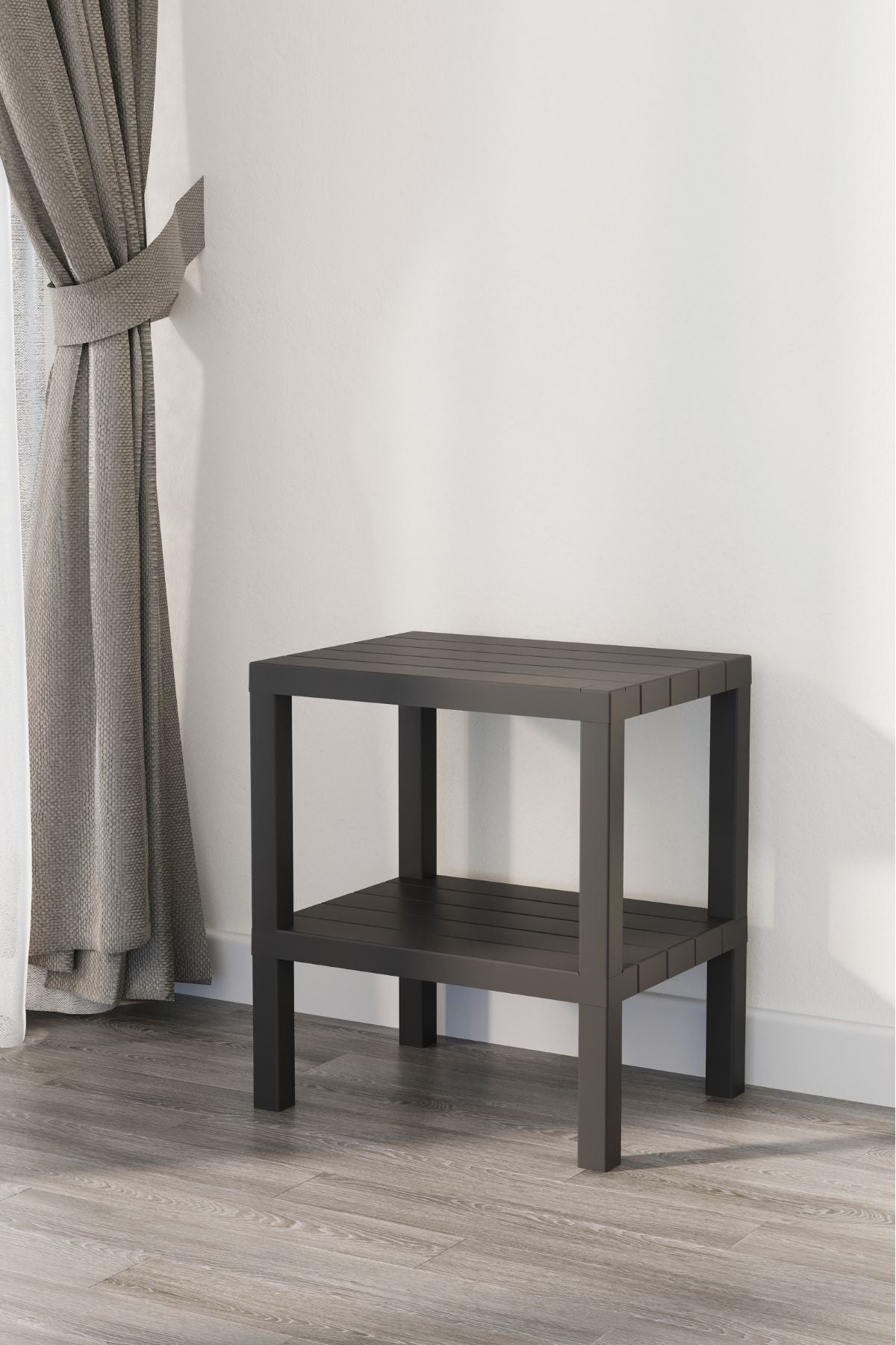 Omaş 2 Katlı Dikey Raf, Plastik Sehpa, Çiçeklik, Saksılık, Banyo Mutfak Rafı, Siyah