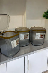 2500 ml 3'lü Kulplu Kapaklı Saklama Kabı Seti, Füme Gold