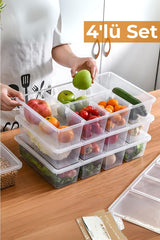 5 Bölmeli Buzdolabı Düzenleyici, Difriz Organizeri, Derin Dondurucu Düzenleyici, 4'lü Set