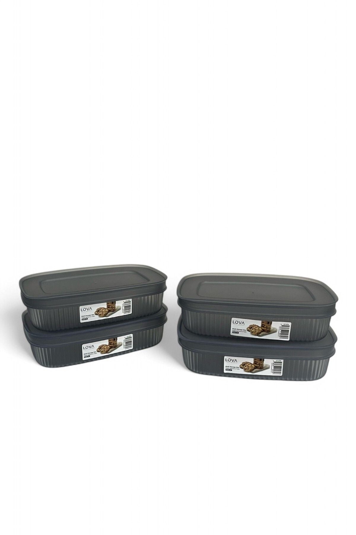 Shell Saklama Kabı Şeffaf 600 ml, Antrasit, 4'lü Set