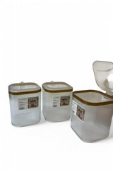 3'lü Kulplu Kapaklı Saklama Kabı Seti, Şeffaf Gold, 2.5 Lt