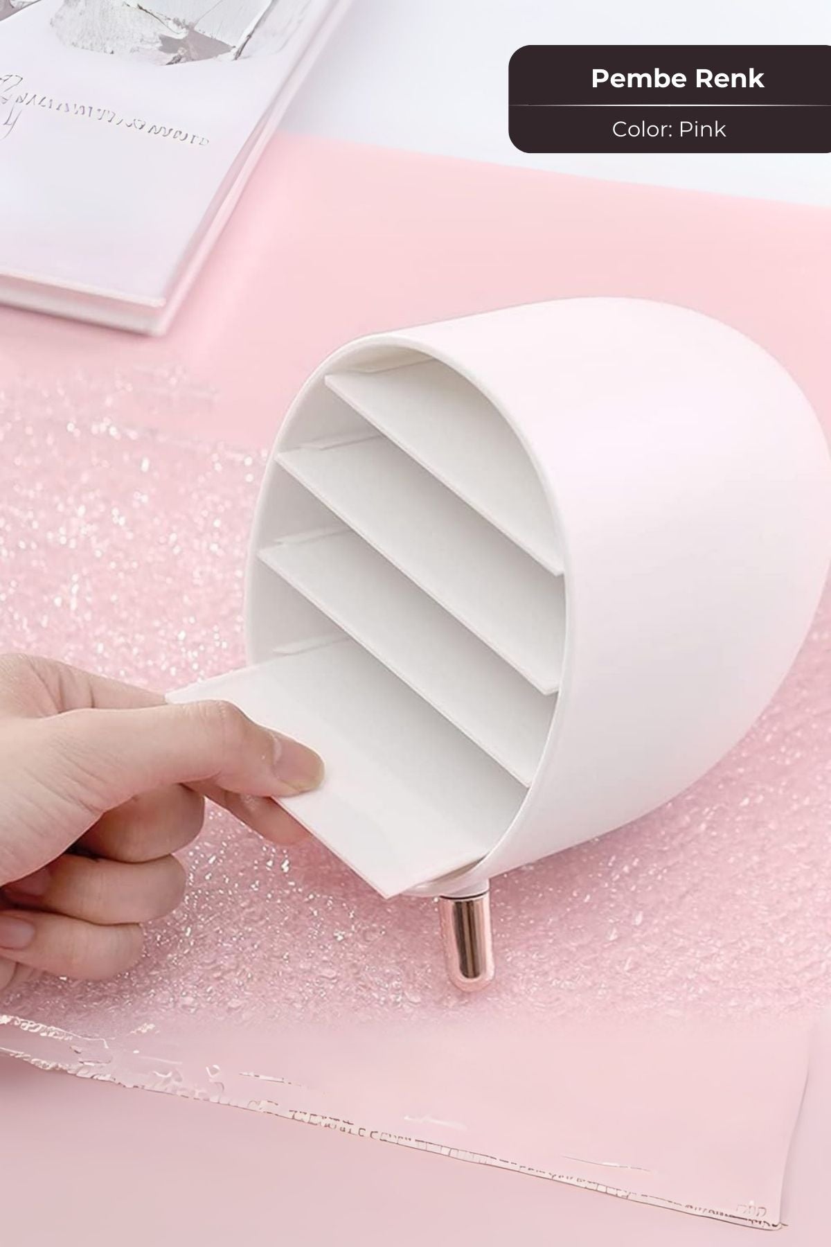 Makeup Organizer, Ruj, Rimel, Oje Düzenleyici, Makyaj Organizeri Mini, 14 x 14 cm, Pembe