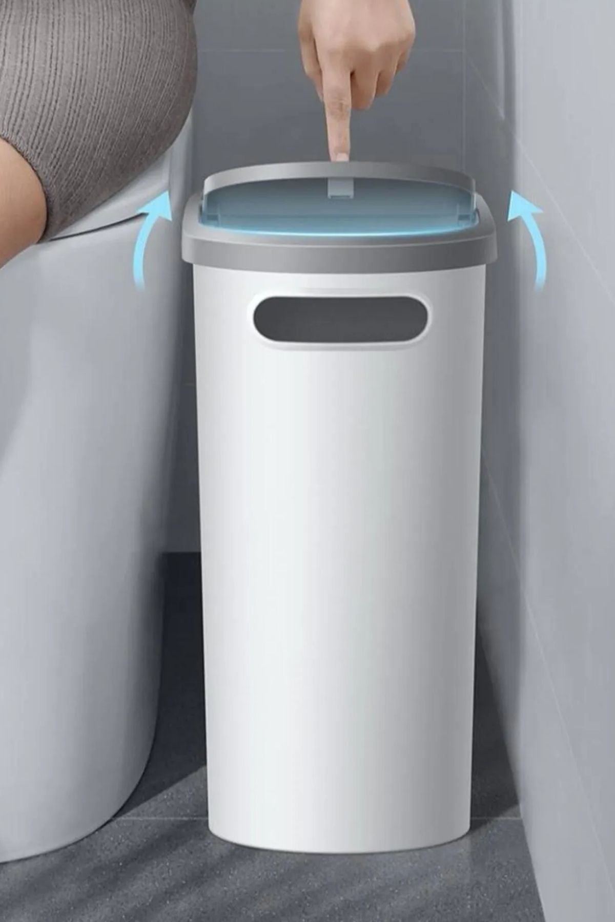 10 Litre Modern Tasarım Çöp Kovası – Banyo, Ofis, Mutfak İçin Hijyenik & Pratik Atık Kutusu, Gri