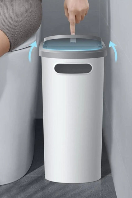 10 Litre Modern Tasarım Çöp Kovası – Banyo, Ofis, Mutfak İçin Hijyenik & Pratik Atık Kutusu, Gri