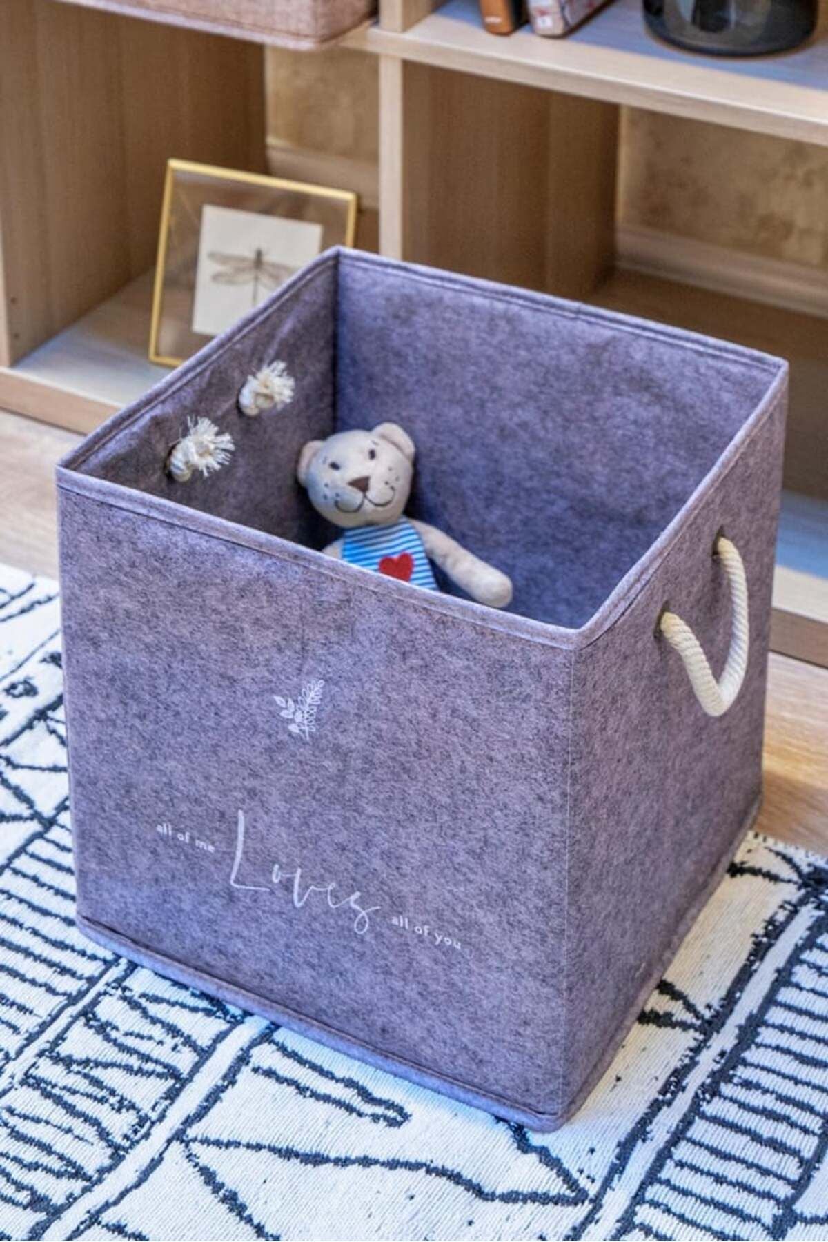 Keçe Raf Organizer, Raf Düzenleyici Saklama Kutusu, Gri, 30 x 30 x 30 cm, 27 Litre