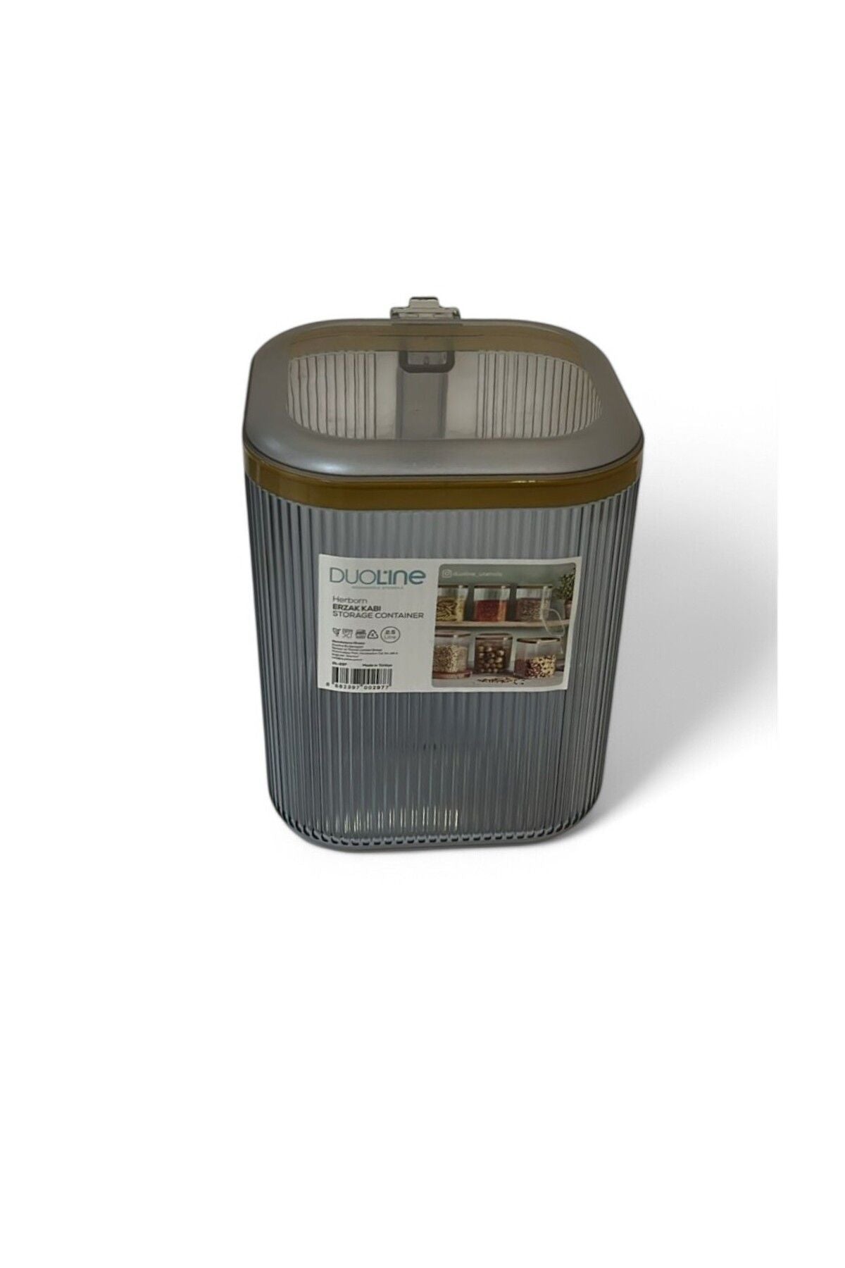 Kulplu Kapaklı Erzak Saklama Kabı 2,5 Lt - Hava Geçirmez Kapaklı Saklama Kabı, Füme