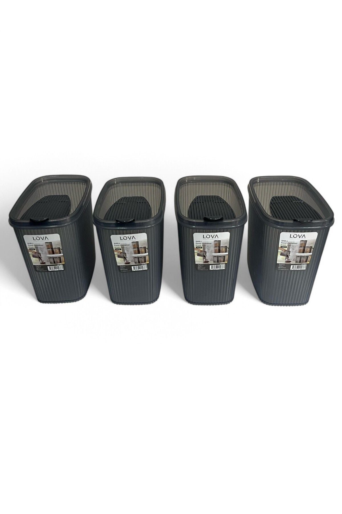 Erzak Saklama Kabı 2.5 lt, Antrasit, 4'lü Set