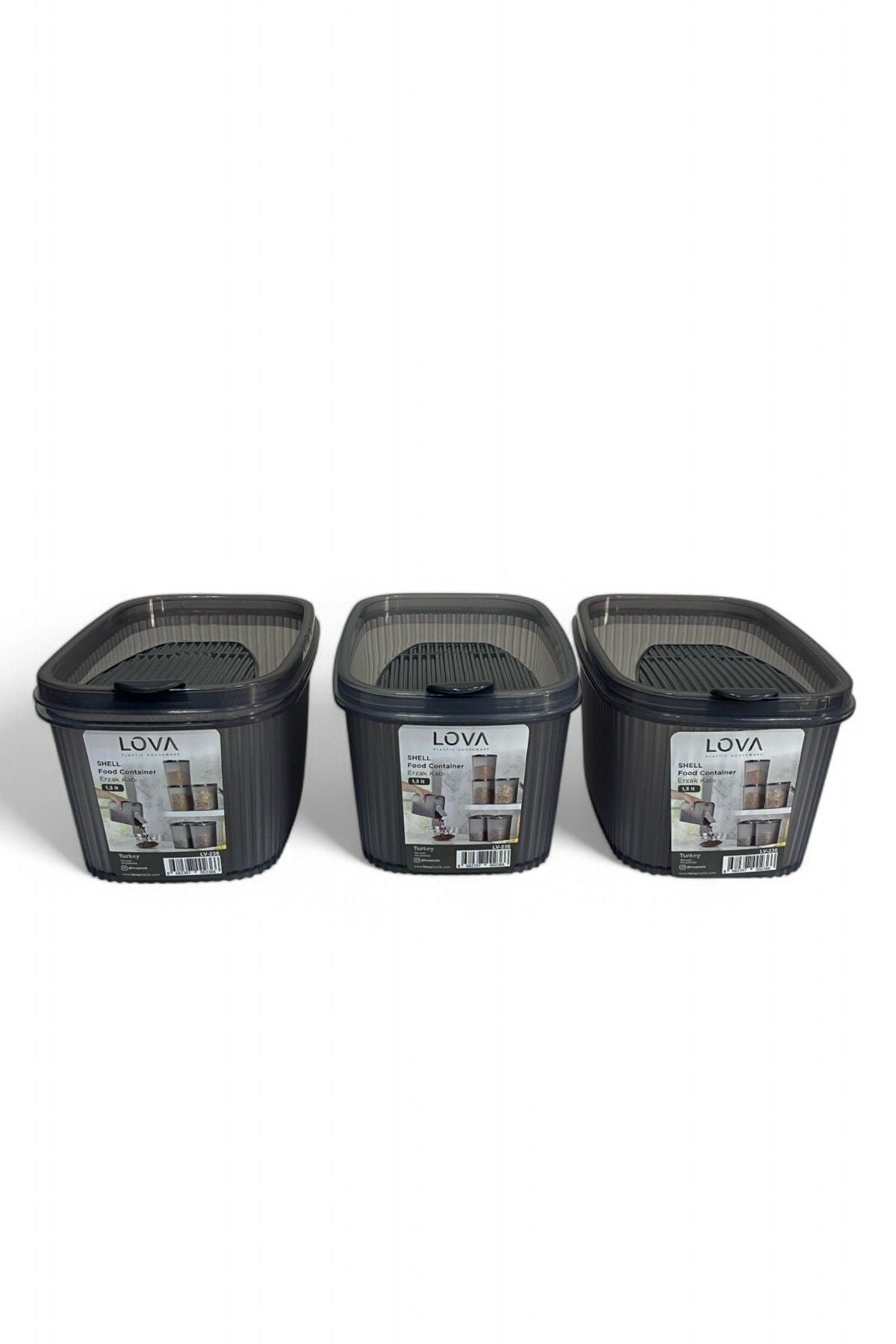 Shell Erzak Kabı 1300 ml, Antrasit, 3'lü Set