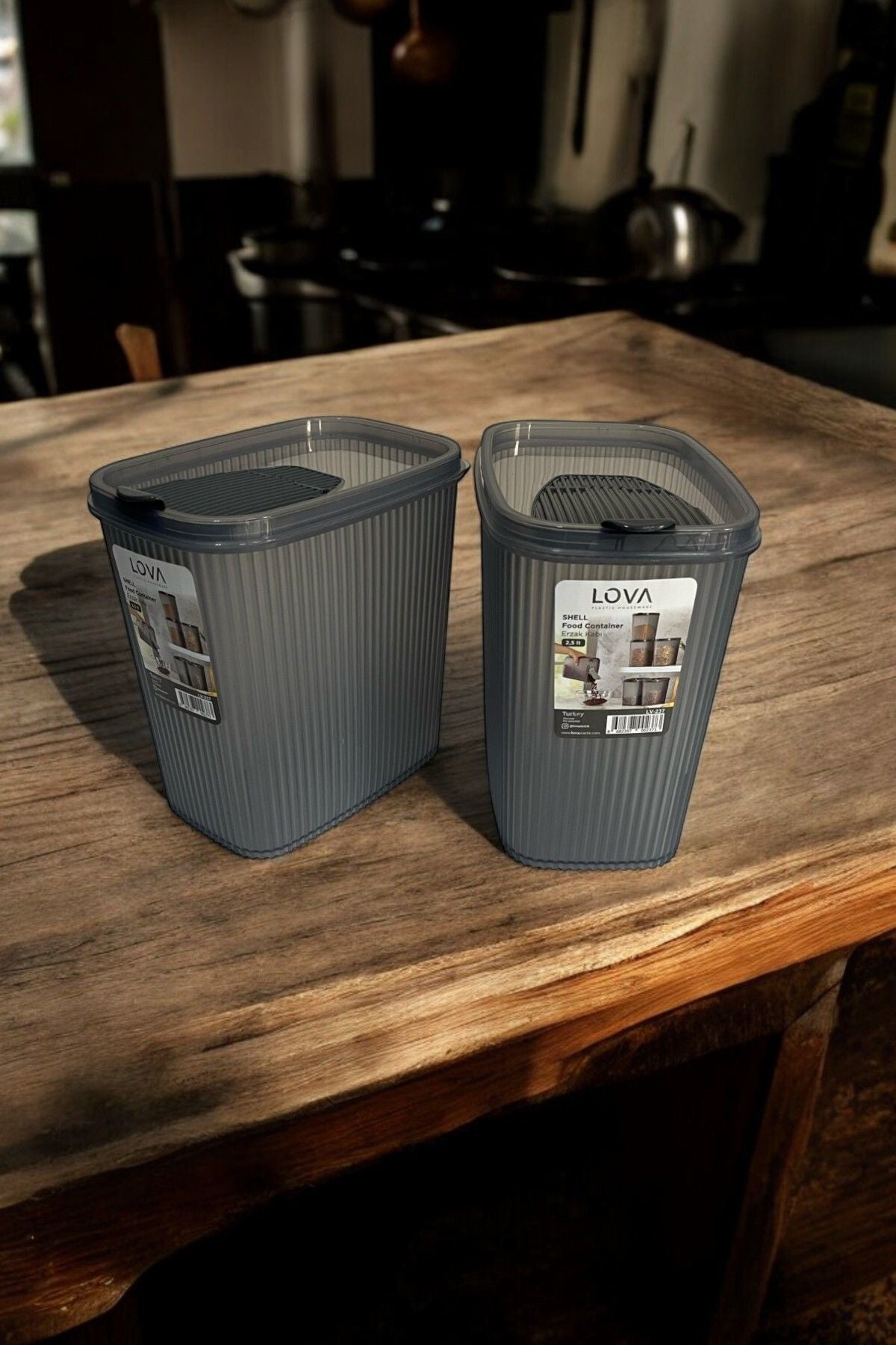 Erzak Saklama Kabı 2.5 lt, Antrasit, 2'li Set