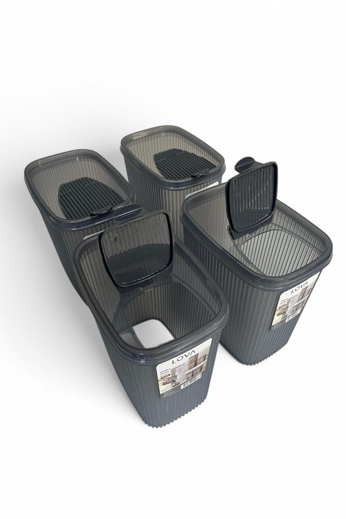 Erzak Saklama Kabı 2.5 lt, Antrasit, 4'lü Set