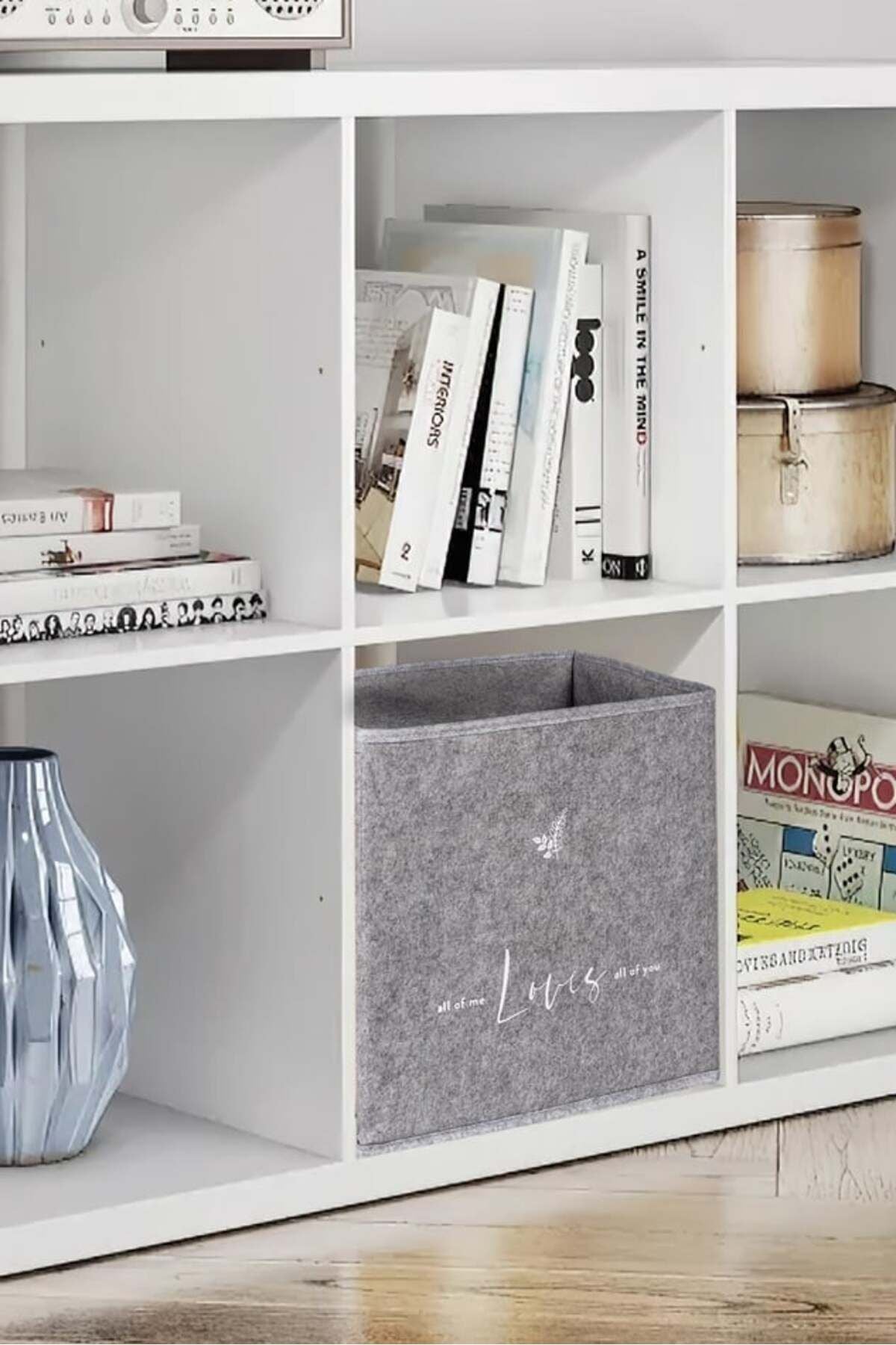 Keçe Raf Organizer, Raf Düzenleyici Saklama Kutusu, Gri, 30 x 30 x 30 cm, 27 Litre