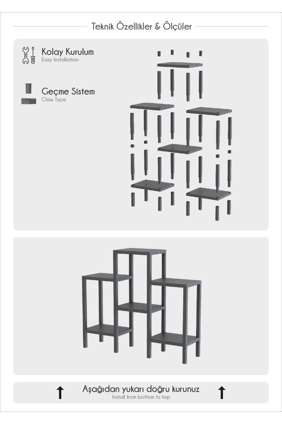 Omaş 6 Katlı Düzenleyici Plastik Yatay Raf Ünitesi Beyaz, Kitaplık, Banyo, Mutfak Rafı, Beyaz